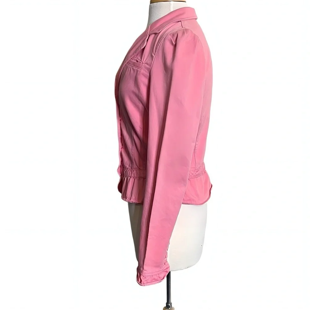 Vintage Juicy Couture Pink Peplum Blazer Jacket L Y2K Charmed Rose McGowan USA